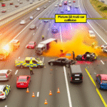 Multi -car crash on E22