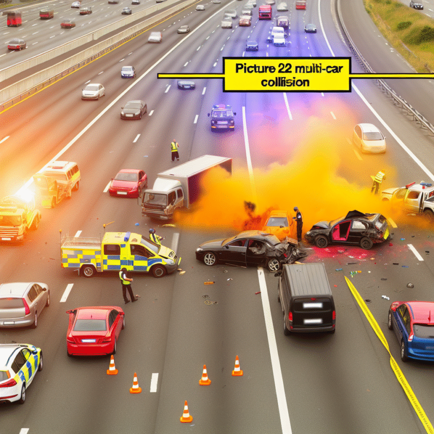 Multi -car crash on E22