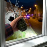 Hand grenade thrown through window