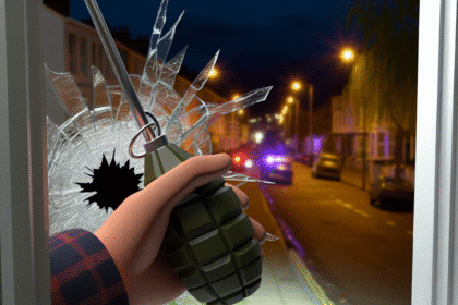 Hand grenade thrown through window