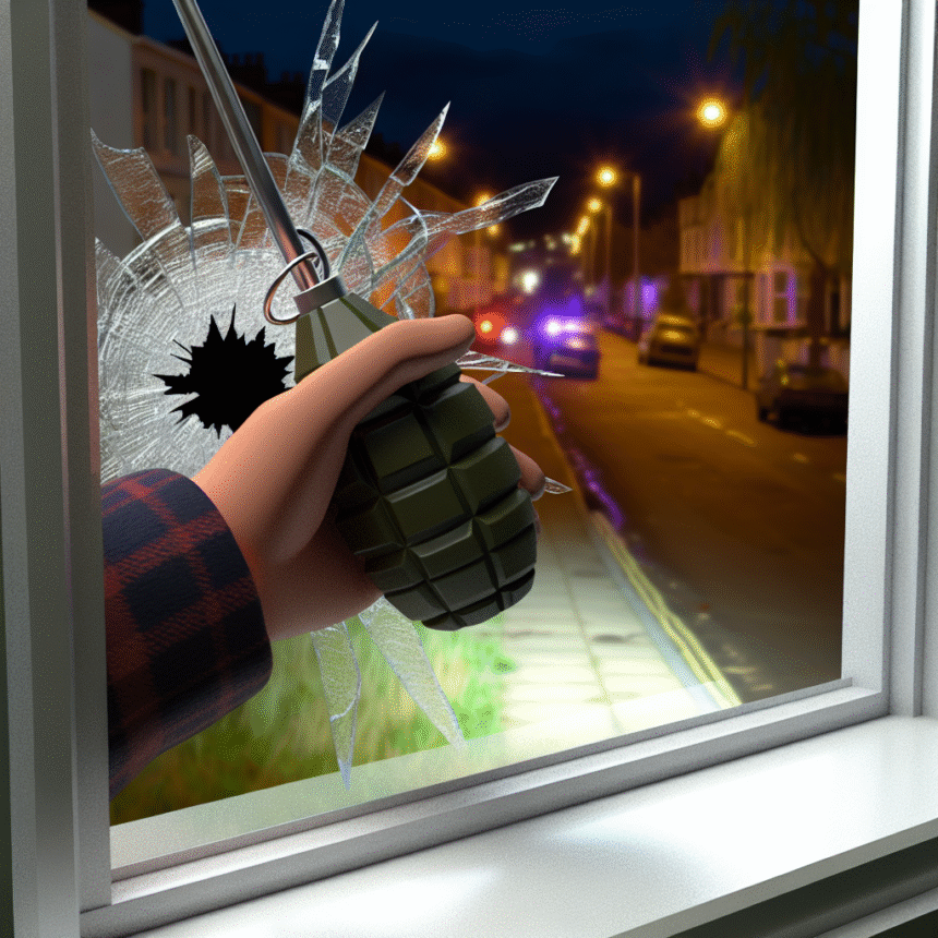 Hand grenade thrown through window