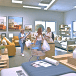 Filled shopping carts at Ikea - paid for small things