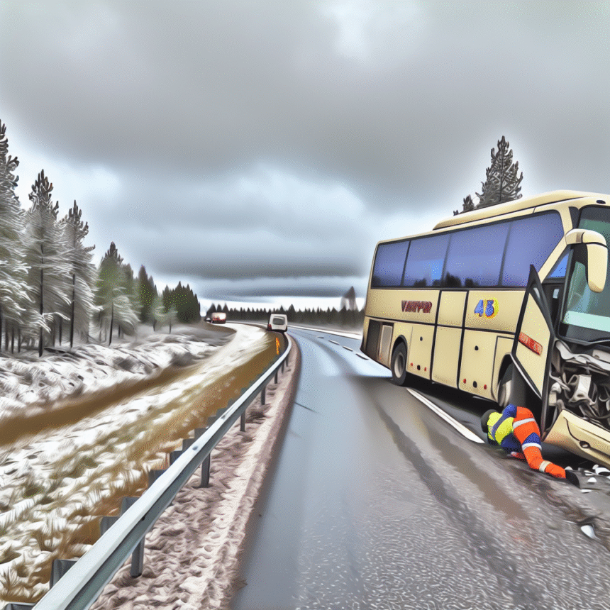 Bus in accident on E45 between Vilhelmina and Storuman