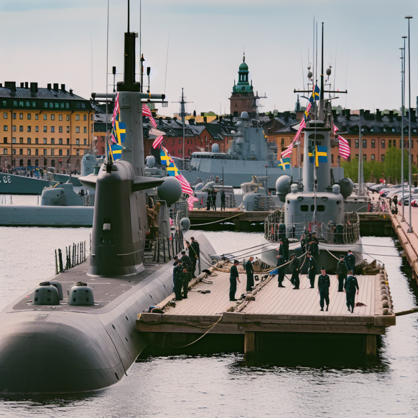 Warships in Gothenburg harbor after submarine hunting exercise
