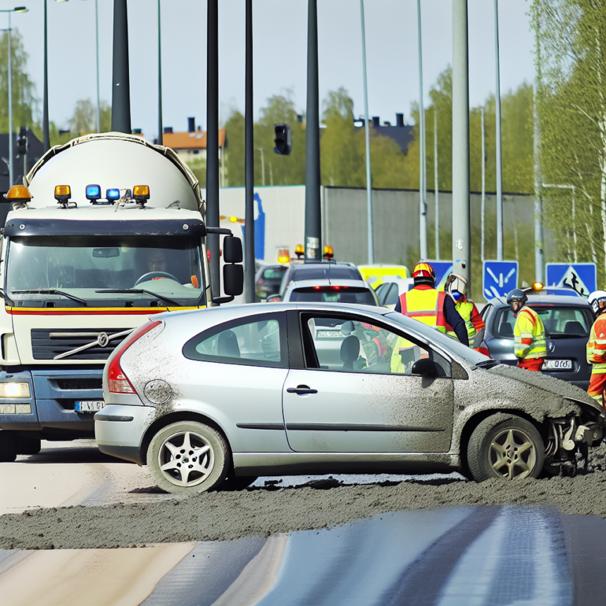 Cement spill causes traffic chaos in Skåne