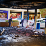 Large fire in garage at mall in Kristianstad