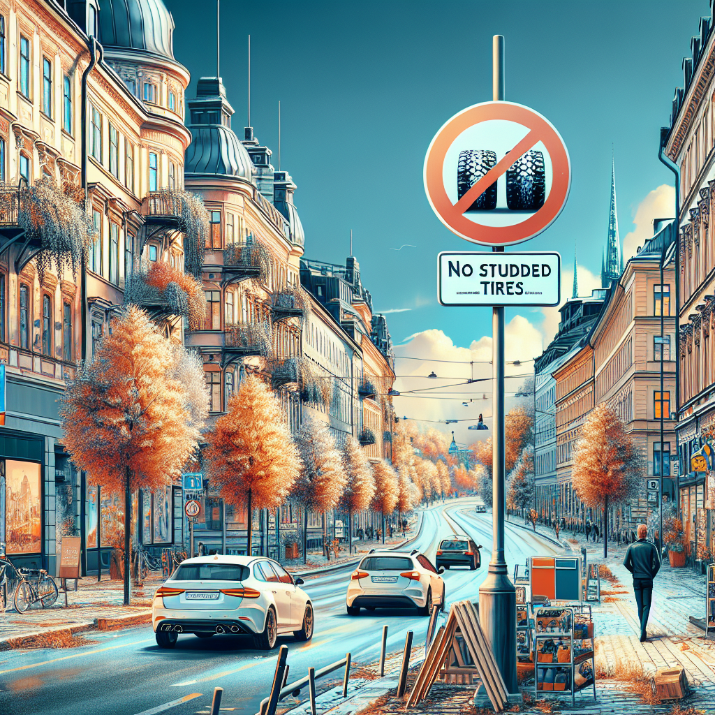 Studded tires are banned on several streets in Stockholm 1 October 2027